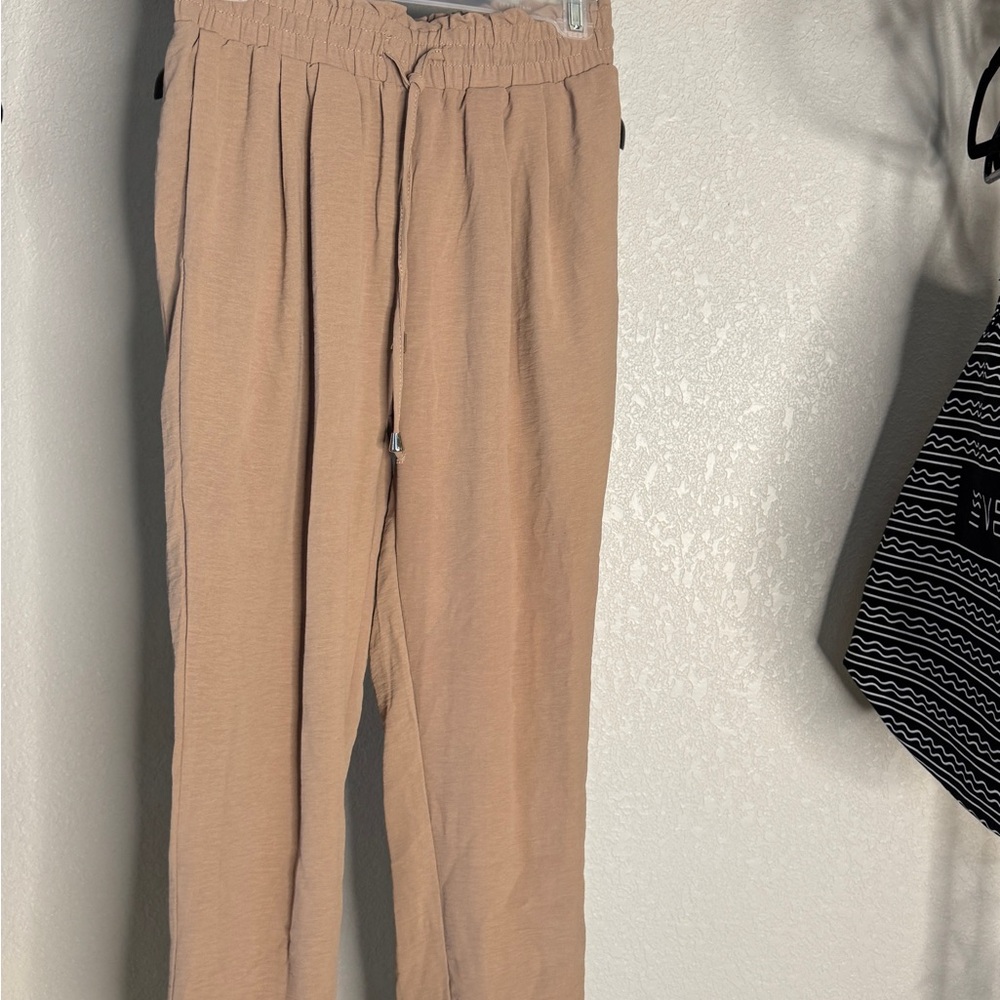Tan Elastic Waist Pants
